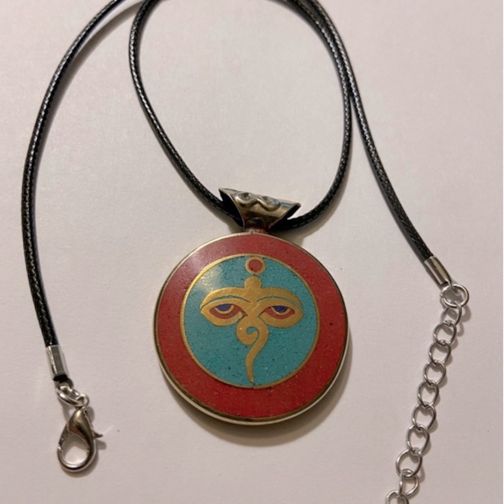 Two Sided Face Of Buddha Pendant/Leather